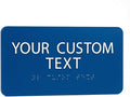ALPHA DOG ADA SIGNS Custom ADA Braille Room Sign 4x8 Inch - Personalized Office Door Name Plate with Grade 2 Braille - ADA and Title 24 Compliant Signage - Made in USA - Blue