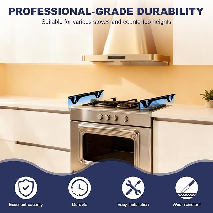 Upgrade 316 Stainless Steel Stove Gap Covers (2 Pack, 23.4”), Heat-Resistant Stove Gap Filler for Kitchen Counter and Stovetop, Range Trim Kit Oven Gap Guard Between Stove and Counter