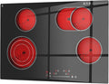 30 inch Electric Cooktop 4 Burner, 7200W Built-in Stove Top Burner with Sensor Touch Control, Radiant Electric Ceramic Cooktop with Safety Lock, 9 Level Power, 99 Min Timer - Hard Wire