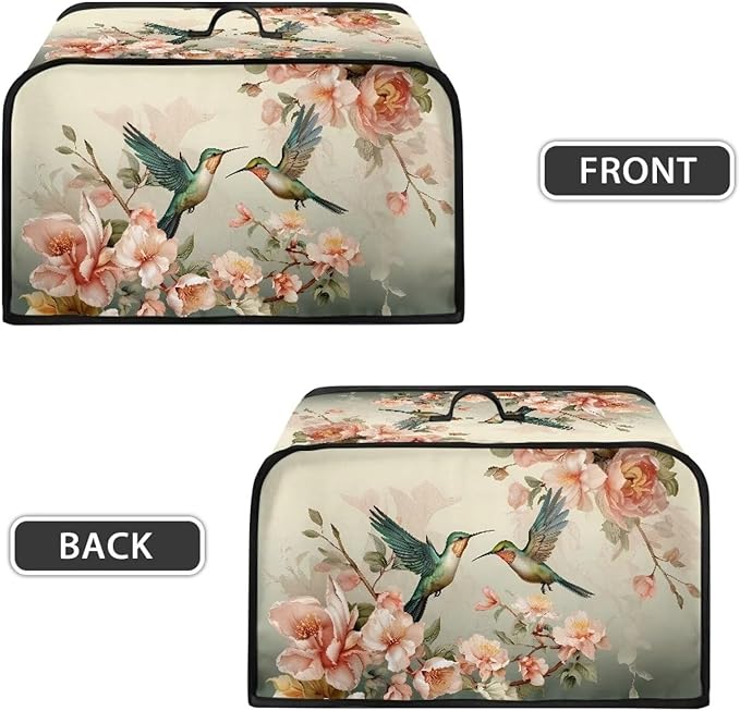 Hummingbird Slow Cooker Cover Pink Flower Slow Cooker Cover Holder Fits for Most 6-8 Quart Oval Slow Cooker Accessories with Handle and Pocket