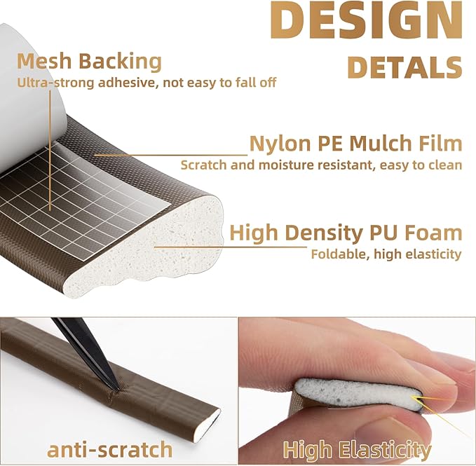 118” Wedge-Shape Foam Window Weather Stripping Door Seal Strip,Soundproofing Frame Insulation Tape for Exterior Front Door,Noise Cancelling Window Inserts,Door Gap Filler Light Blocker,Brown