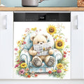 Bear Sunflowers Dishwasher Magnet Cover Magnet Sticker for Kitchen 23x26in Dish Washer Magnet Cover Refrigerator Magnets Panel Decal Pad