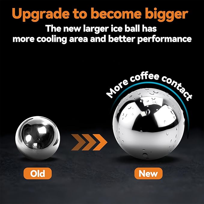 2 Pack XL Espresso Frozen Ball for Espresso Coffee, Stainless Steel Espresso Chilling Ball Espresso Cooler Espresso Machine Accessories