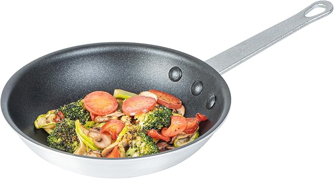 Restaurantware-Met Lux 7 Inch Fry Pans, 6 No-Stick Frying Pans - Induction-Ready, Triple-Riveted, Black Aluminum Cooking Skillets, Durable, For Searing, Sautéing, And Browning Food