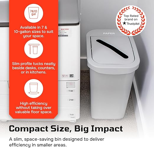 City Box 10 Gallon Waste Bin Trash Can with Lid for Residential, Offices, and Commercial Recycling - NYC Compliant- NYC Compliant - Black