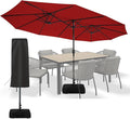 Sundale Outdoor 15ft Large Patio Umbrella with Base Included and Umbrella Cover, Outdoor Double-Sided Umbrella