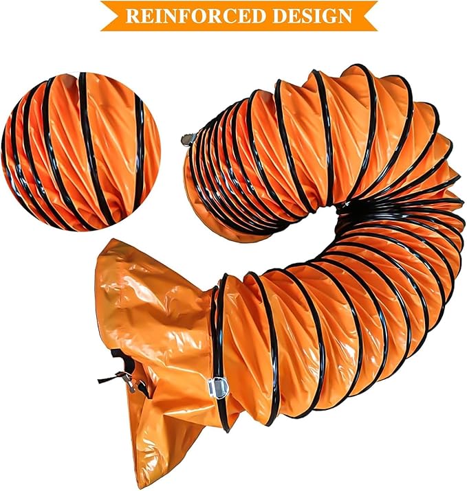Upgrade 16"×25FT PVC Flexible Duct Hose with Adjustable Rope and D-Ring Fits for Exhaust Fan