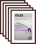 Americanflat 17x23 Picture Frame with Polished Plexiglass - Set of 5 - Use as 13x19 Frame with Mat or Display 17x23 Photo Without Mat - Galleria Collection - Picture Frames for Wall Display - Mahogany