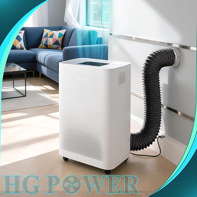 HG Power 6 Inch 8 FT Air Ducting, Flexible Aluminum Dryer Vent Hose, Heavy-Duty Dryer Hose with 2 Clamps, Dryer Duct Kit for HVAC Ventilation Heating Cooling Exhaust