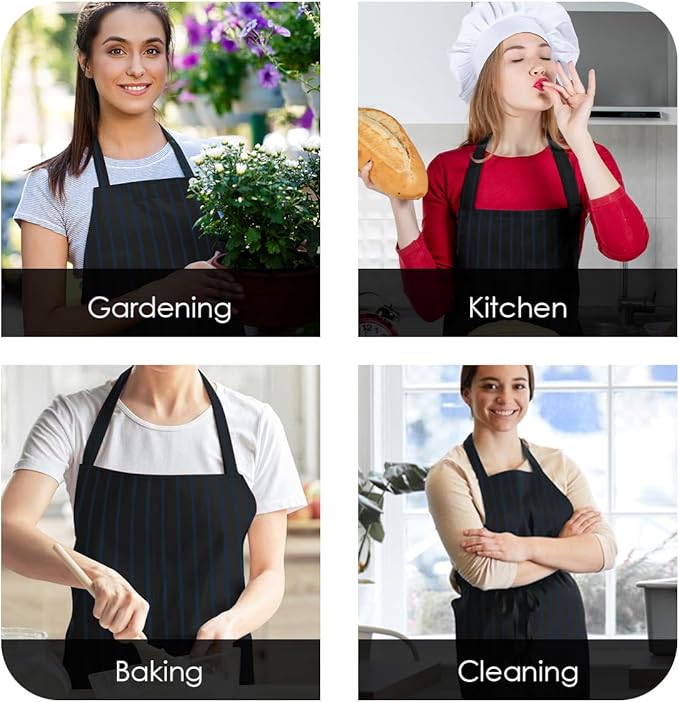 Aprons for Men - 100% Polyester Chef Apron Women with Extra Long Ties - Cooking Aprons for Women & Mens Apron