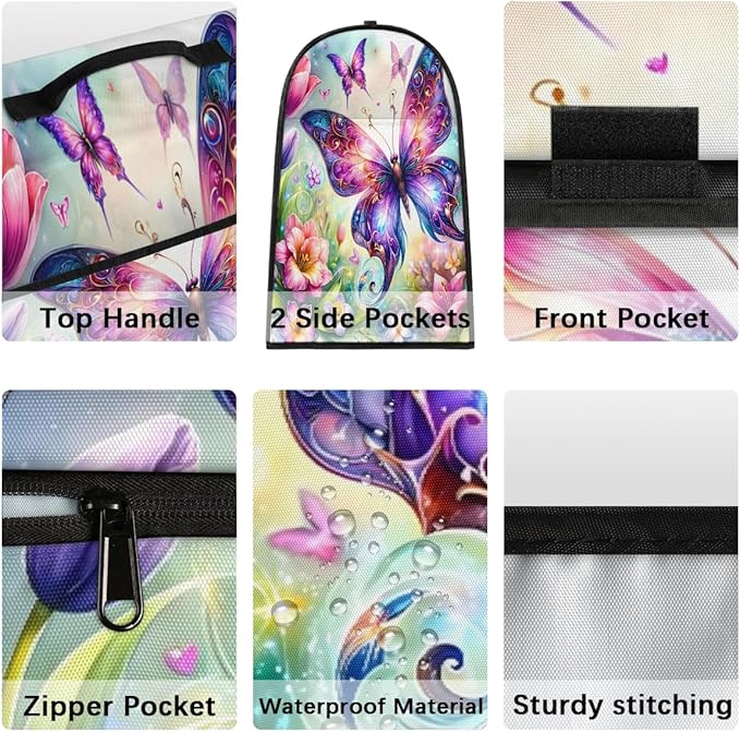 Kitchen Aid Mixer Cover Butterfly Color Flowers Stand Mixer Cover Compatible with 6-8 Quarts Stand Mixers, Dust Covers with Zipper Pocket Foldable Washable Kitchen Aid Organizer Bag