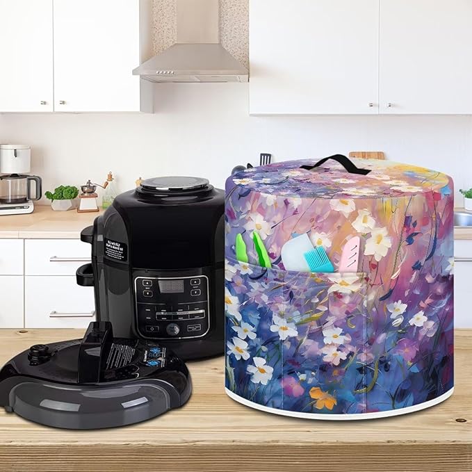 Daisy Print Pressure Cooker Cover for Women Insulated Rice Cooker Dust Cover with Pockets for Instant Pot 6 Quart Appliance