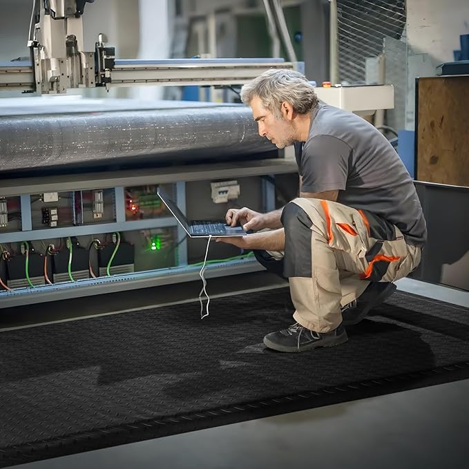 Anti Fatigue Mats Industrial 2' x 5' 15/16" Thick Ergonomic Standing Mat Commercial Kitchen Mat Heavy Duty Diamond Plate Cushioned Shop Floor Mats Helps Relieve Back and Leg Soreness