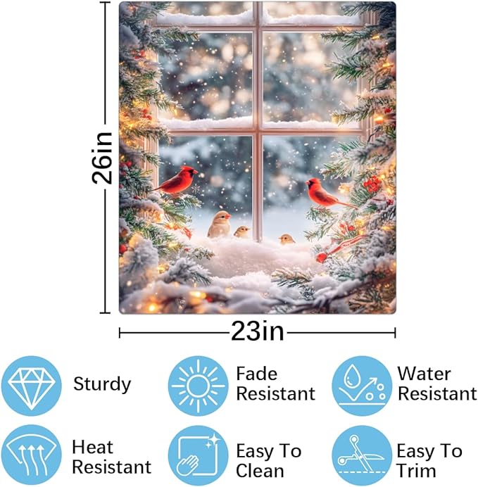 Christmas Tree Cardinal Snow Dishwasher Magnet Cover for The Front Dishwasher Door Cover Panel Decals Magnetic Refrigerator Cover for Kitchen Farmhouse Home Decor（23 X 26 in）