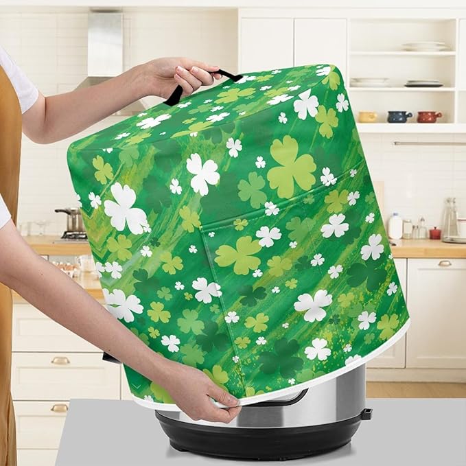 St. Patrick's Day Dust Cover for 8 Quart Dust Protection Easy Clean Pressure Cooker Cover Electric Appliance Kitchen Home Accessories, Green Leaf