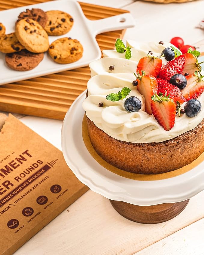 Baklicious 250Pcs 9 Inch Parchment Paper Rounds. Non Stick Round Parchment Paper, Baking Parchment Circles for Cake Baking, Patty Separating, Tortilla Wrapping