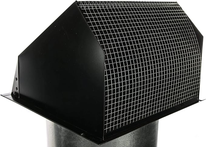 RDP Hooded Wall Vent with Screen and Damper (6 Inch, Black)