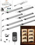 EBD LED Shelf Lights for Bookshelf Display Case Kitchen Counter Bar 4-Way 48” Splitter Parallel Under Cabinet Lighting Built-in Adjustable Cable 8 Panels 3600Lm 4500K Energy Closet Light