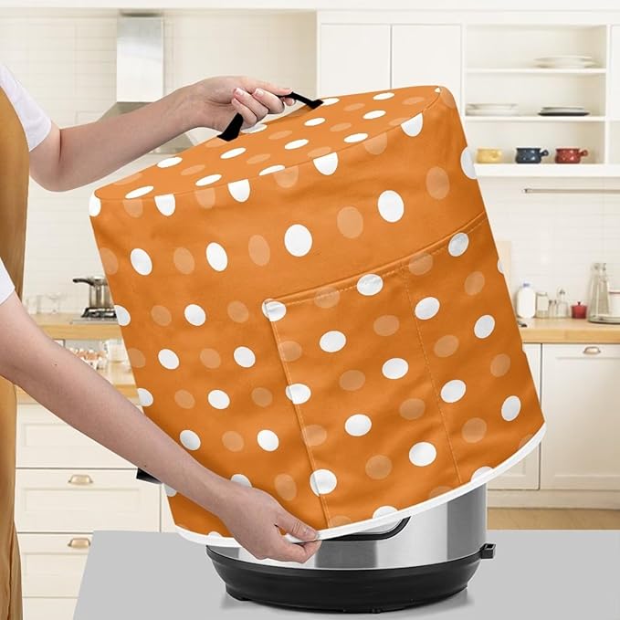 Dust Cover for 3 Quart Pressure Cooker Air Fryer Rice Cooker Small Appliance Covers, Washable Air Fryer Dust Cover for Kitchen Counter- Orange Polka Dot