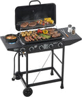 4 Burner Propane Gas Grill, 42,000 BTU Gas Grill with Side Burner, BBQ Grill with Cast Iron Grates, Stainless Steel Frame, 534 Sq In Cooking Area, Outside Grill for Patio Backyard, Patio