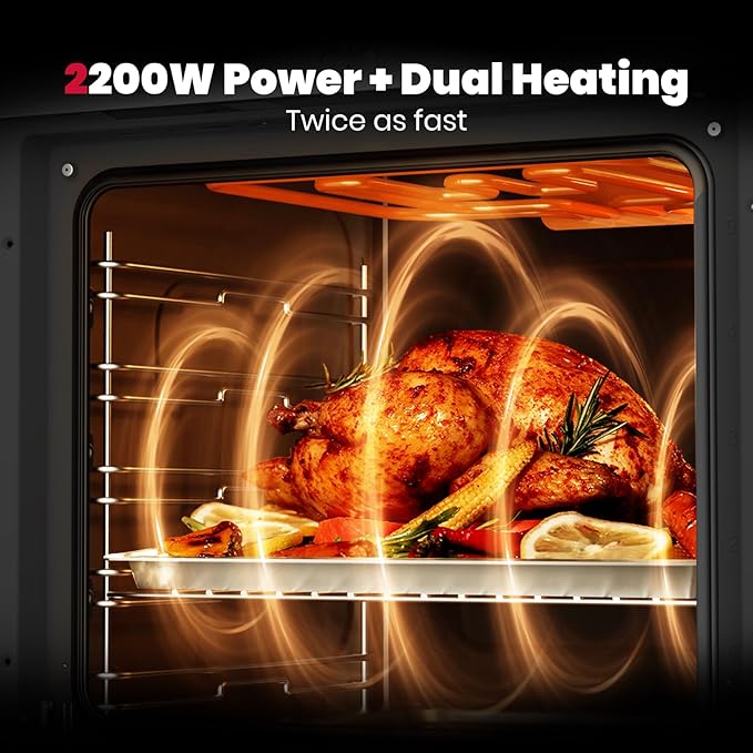 24 Inch Electric Wall Oven, GASLAND Built-in Oven with 2.79 Cu.ft Capacity, 5 Working Functions, Ergonomic knob, Removable 3-Layer Glass Door, 2200W Stainless Steel Single Wall Oven, ETL Certified