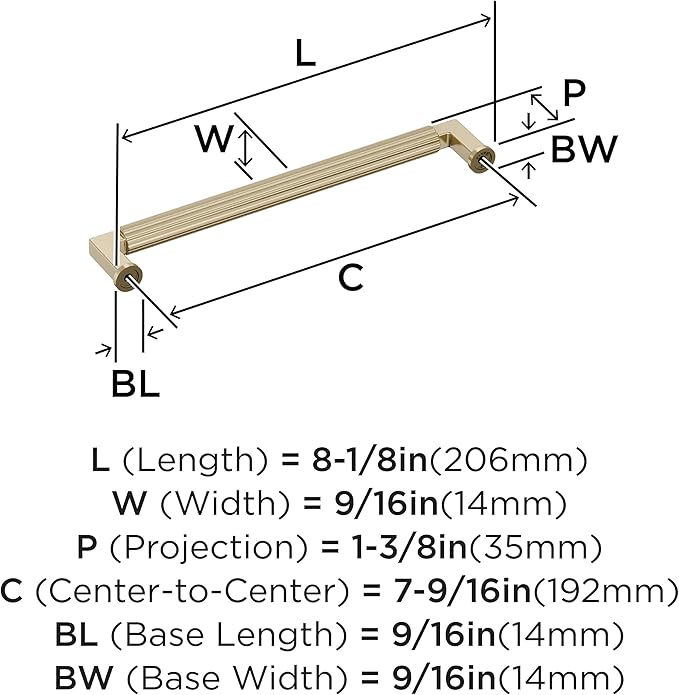 Amerock Ballard 7-9/16 inch (192mm) Center-to-Center Golden Champagne Cabinet Pull, BP37646BBZ