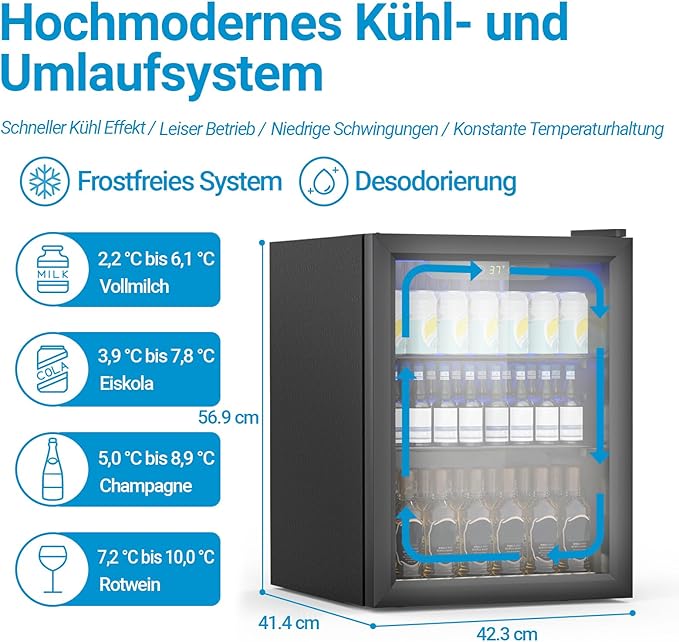 70 Can Freestanding Beverage Refrigerator, 1.6 Cu. Ft Drink Fridge with Quiet Compressor and Temperature Control, Small Refrigerator with Adjustable Shelves for Soda, Beer or Wine, Black