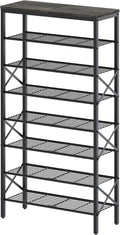 8 Tier Shoe Rack, Large Capacity Shoe Storage Organizer Holds 32 Pairs, Sturdy and Stable, for Entryway, Hallway, Closet, Dorm Room, Charcoal and Black SS08BC