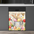 Easter Bunnies Dishwasher Magnet Cover,Pastoral Flowers Butterfly Magnetic Dishwasher Cover Vinyl Sticker,Eggs Fridge Door Cover Magnets Art Skin Panel Decal,Home Decor Decal,23"X26"