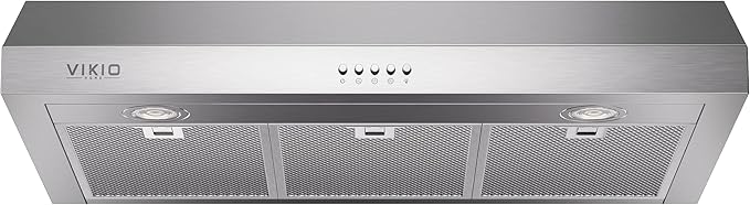 Under Cabinet Range Hood 30 Inch, 1200 CFM Dual-Motor Kitchen Vent with LED Lights, Button Control, Ducted Vent Hood, Reusable 5-Layer Aluminum Filters, Stainless Steel