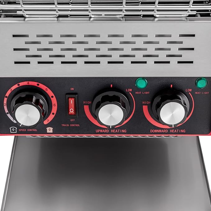 2200W Commercial Conveyor Toaster, 300 Slices/Hour with 7 Bread Colors & Adjustable Speed, Countertop Electric Restaurant Equipment for Bun Bagel Bread Baked Food