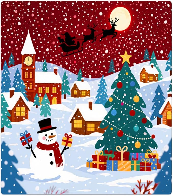 Christmas Night Dishwasher Magnet Cover, 23" W x 26" H Fridge Magnetic Stickers Reuseable Magnet Panel Decal Cover for Washing Machine Fridge Microwave Cabinet Kitchen Christmas Decoration