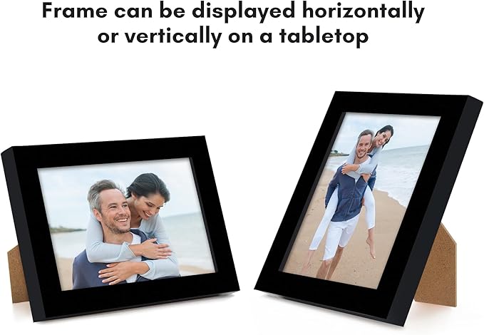 Americanflat 3x4 Picture Frame with Polished Crystal-Clear Glass - Streamline Collection - Thin Border Photo Frame for Tabletop Display - Easel Stand Included - Black