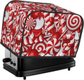 Red And White Christmas Candy Canes 2 Slice Toaster Cover, Waterproof Toaster Dust Cover Bread Maker Protective For Small Kitchen Appliance Dining Room Home Table Decor Gifts