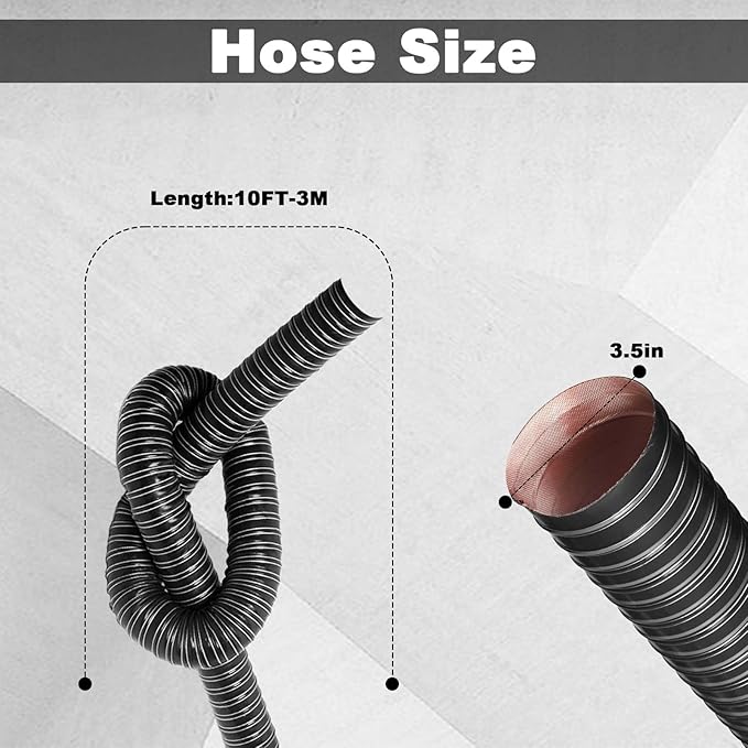 NOWBALL 3.5in Automotive Air Duct Hose, Length 3 Meter-10ft, 3.5" Silicone Flexible Cooling Ducting, 89mm High Heat Brake Exhaust Hose for Car, Garage, Dryer Air System Black