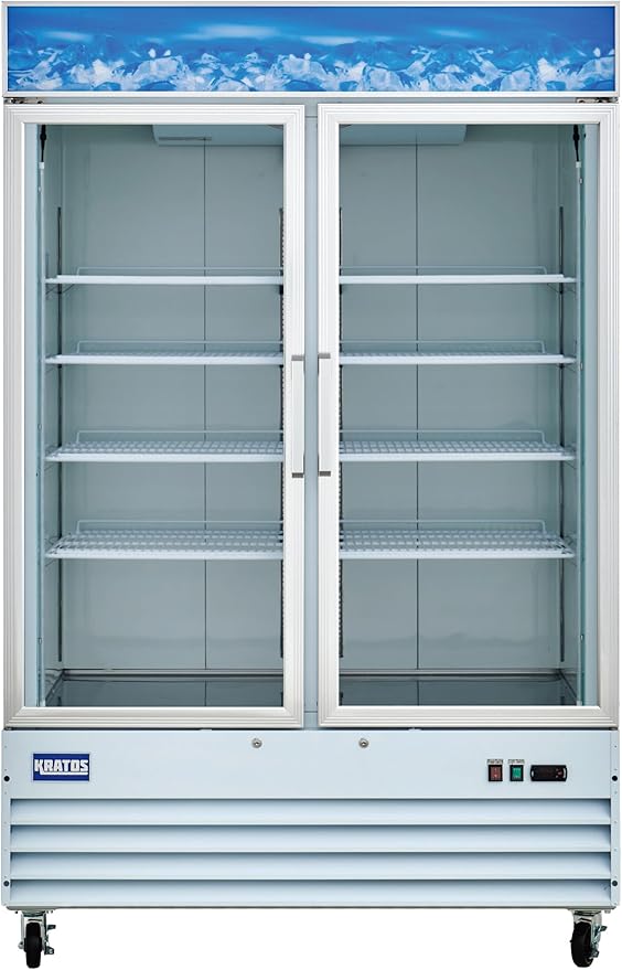 Kratos Commercial Freezer Display Merchandiser - 2 Self Closing Swing Doors, 53" W, White (67K-228)