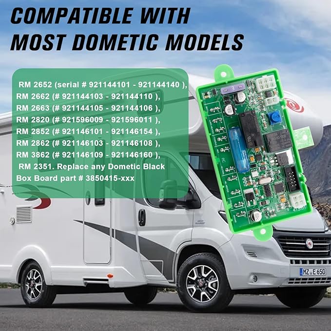 Julydeep 3850415.01 Refrigerator Fridge Main Power Control Circuit Board Module Board fit for 2005-2022 Dometic 2 Or 3 Way RV Parts Built-in Fuse Replace 3850415, 385041501, 3850415.01, 385 04 15-01