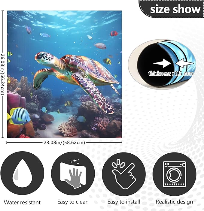 senya Dishwasher Magnet Cover Panel for The Front Sea Turtle Swimming in The Sea Dish Washer Door Sticker