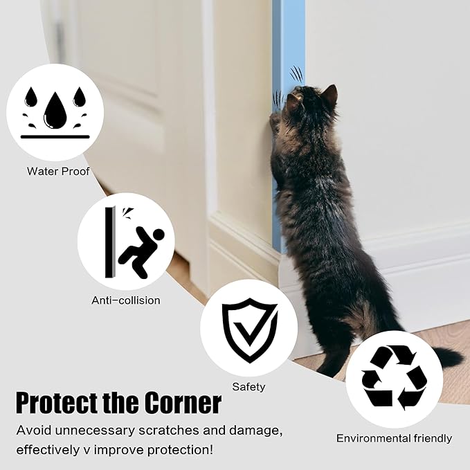 Blue Corner Protectors, 2-Pack Self-Adhesive Wall Guards for Baby Safety, Furniture Edge Protection (90cm)