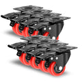 Nefish 2 Inch Casters (8 Pack), Heavy Duty Top Plate Caster Wheels with Brake, 360 Degree Durable Locking Furniture Swivel Castors, No Noise Polyurethane Wheels for Cabinet, Furniture