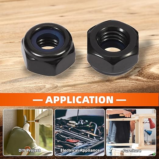 MewuDecor 5/16-18 Nylon Insert Hex Lock Nuts Locknuts, 304 Stainless Steel 18-8, Black Oxide, 50 PCS