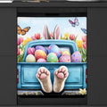 Easter Bunny Egg Truck Dishwasher Magnet Cover Front Dishwasher Cover Decor Reusable Magnetic Door Cover Panel Decal Home Appliances Stickers Kitchen Refrigerator Fridge 23"x26"