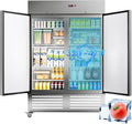 Commercial Refrigerator 54"W 2 Door Stainless Steel Reach-in Solid Door Upright Fridge Fan Cooling 49 Cu.ft Refrigerators 32-47°F for Restaurant, Bar, Shop