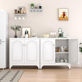Metal Sideboard Buffet Cabinet with Storage,33 Inch Coffee Bar Cabinet with Adjustable Shelf, White Kitchen Sideboard Cabinets for Dining Room, Living Room