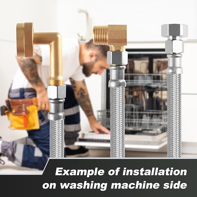 Dishwasher Installation Kit, 10ft,Dishwasher Water Supply Line, Stainless Steel Braided Burst Proof Hose ⅜"by⅜" Kit With Tee Stop Valve