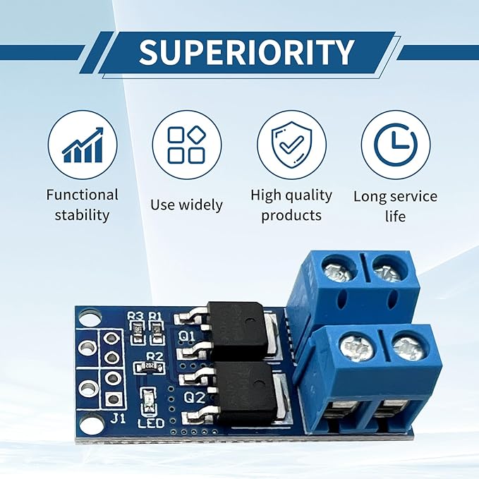 11PCS MOSFET Switch Driver Module, DC 5V-36V 15A (30A Peak 400W) PWM Control for Motors & LED Strips, Low Heat Design, Compatible with Arduino/Raspberry Pi