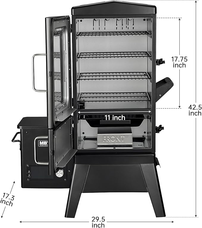 Vertical Pellet Smoker with Cover & Meat Probe, 4-Rack Electric BBQ Smoker Grill, 616 sq in Cooking Space, Digital LED Temperature Control for Outdoor Smoking Ribs, Brisket, Chicken & Sausage