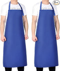 2 Pack Waterproof Rubber Vinyl Apron 40 Inch Chef Aprons for Men Heavy Duty Chemical Work Apron Extra Long Grilling Aprons with Adjustable Bib Apron for Dishwashing Lab Butcher Cooking Kitchen Blue