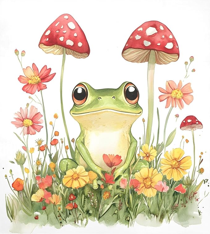 Frog Mushroom Dishwasher Magnet Cover Magnet Sticker for Kitchen 23x26in Dish Washer Magnet Cover Refrigerator Magnets Panel Decal Pad