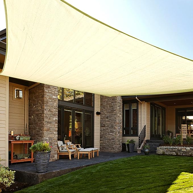 LOVE STORY Custom Size 8' x 12' Butter Cream Sun Shade Sail Canopy Commercial Rectangle Sail Shade Fabric for Patio Garden Backyard Pool (Customized)
